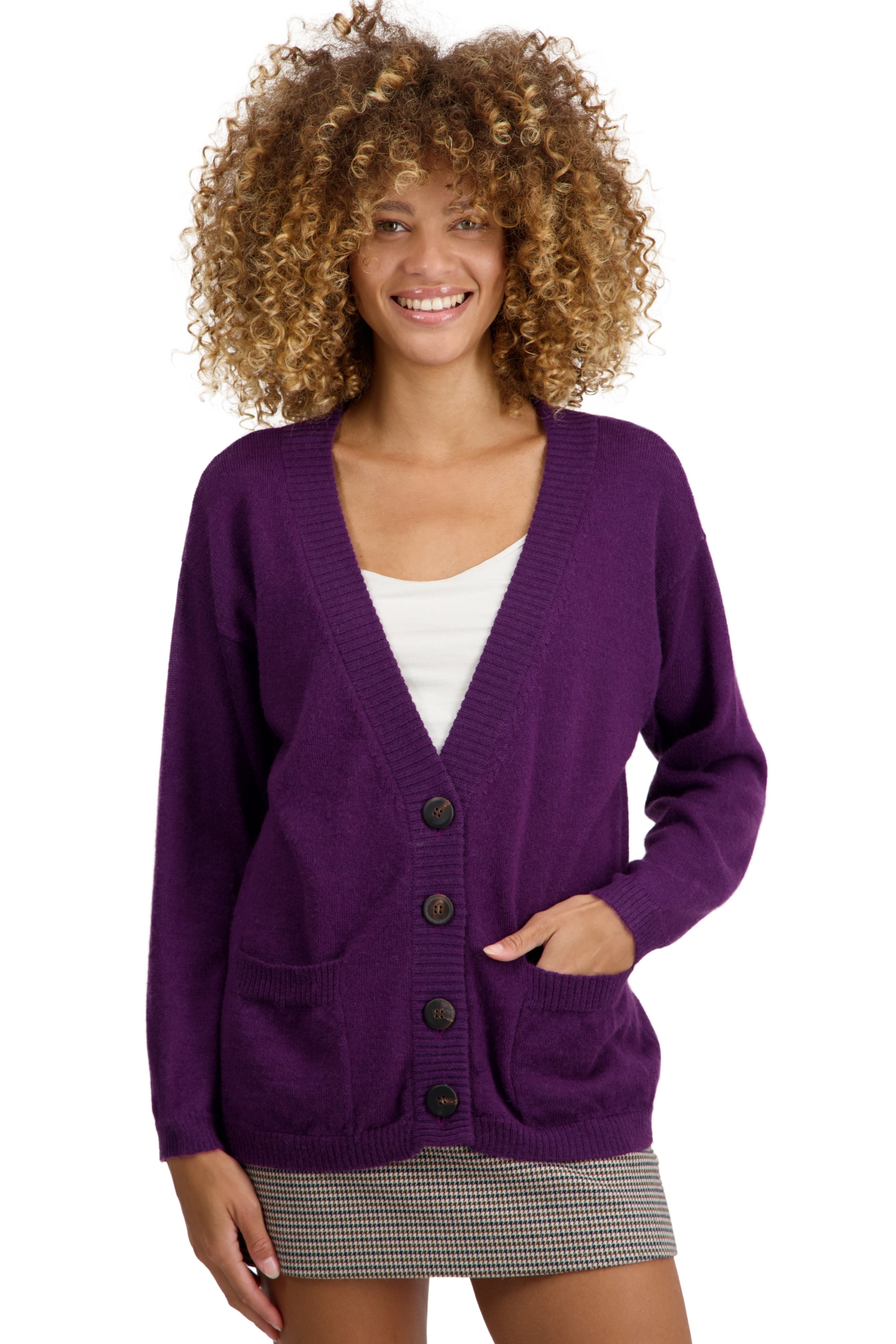 Baby Alpaca cashmere donna cardigan toulouse violetto xs